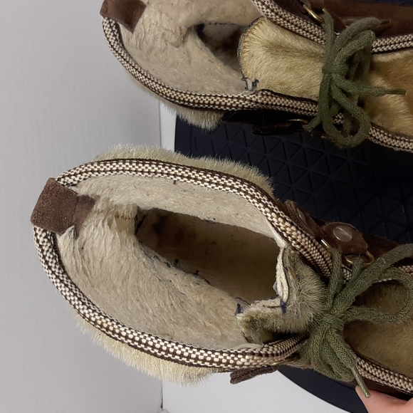 60s 70s Vintage Women's Brown Faux Fur Snow Boots Vintage Size 8 "true to size" - Picture 6 of 15